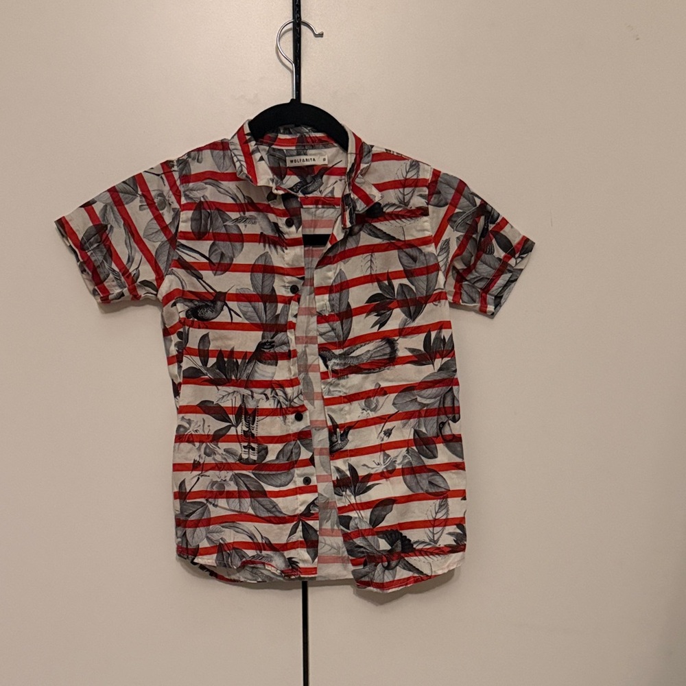 Kids Red and Black Striped Button Down Shirt